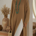 Elegant Cozy Slit Loose Knit Dress