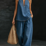 Cozy Minimalist Two-piece Denim Set