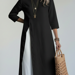 Minimalist Side-slit Buttoned Cotton And Linen Tunic Shirt