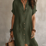 Minimalist Basic Shirt Linen Cotton Mini Dress