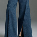 Women's Stylish Art Wide Leg Split-Front Casual Denim Jeans