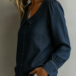 Vintage Peter Pan collar denim shirt