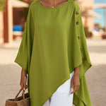 Elegant Flowing Irregular-hem Satin Blouse Top