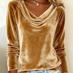 Women's Velvet Draped Neck Top