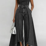 Women's Strapless Loose-fitting Wide-leg Denim Jumpsuit