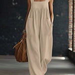 Casual Linen And Cotton Sleeveless Jumpsuit