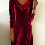 Women's velvet draped neck dress
