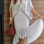 Stylish Striped Elegant Shirt And Skirt Two-piece Set