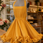 Retro-style Mini Dress With Petal-shaped Hem