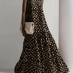 Retro Polka Dot Print Multi-layered Hem Maxi Dress