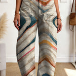 Women's Geometry Color Splicing Gradient Art Print Casual Cotton Trousers With Pockets