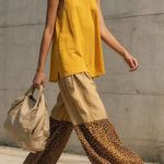 Casual Leopard Print Color-block Loose Cotton Two-piece Set