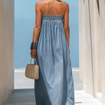 Casual Vacation Strapless Denim Dress