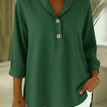 Retro Cozy Notch Lapel Linen Shirt Top
