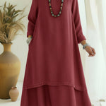 Elegant Double-layered Hem Denim Dress