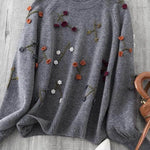 Women's Cozy Three-dimensional Embroidered And Beaded Pullover Sweater