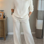 Women's Casual Turtleneck Cotton Sweatshirt And Pants Two-piece Set