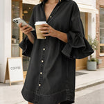 Women's Casual Shirt-style Mini Denim Dress