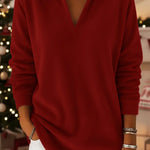Retro Christmas Polo Collar Velvet Pullover