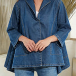 Women's V-neck 3/4 Sleeve Casual Loose Denim Top