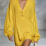 Women's Cozy V-neck Knit Sweater Dress