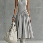 Stylish Casual Color-blocked Ribbed Stretch Midi Dress