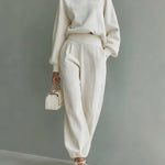 Women's Solid Color Stylish Casual Top Pants Cotton Suits