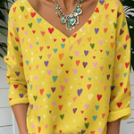 Colorful Cute Heart-print Cotton T-shirt sweatshirt