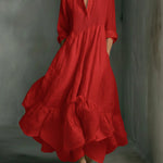 Elegant Women's Printed Maxi Dress With Ruffle Details.
