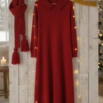Retro Peter Pan Collar Knit Midi Dress