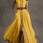 Women's Lapel Sleeveless Casual Loose Cotton And Linen Dress