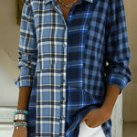 Artistic Plaid Print Patchwork Shirt