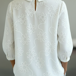 Romantic Floral Embroidered Peter Pan Collar Shirt Blouse