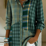 Artistic Plaid Print Patchwork Shirt