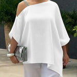 Women's Loose-fitting Linen And Cotton Off-the-shoulder Top