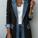 Knitted Patchwork Denim Casual Cotton Jacket
