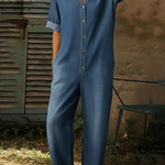 Women's Casual Denim Wide-leg Jumpsuit