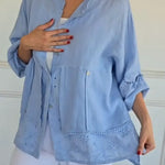 Women's Lace-paneled Cotton And Linen Shirt