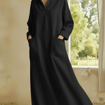 Casual And Cozy Polo-neck Loose Linen Dress