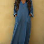 Casual V-neck Loose Denim Dress