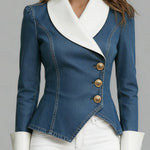 Stylish White Patchwork Denim Jacket