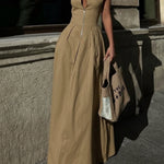 Women's Casual Zippered Maxi Sleeveless Dress