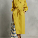 Linen And Cotton Dress With Drawstring Waist