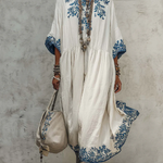 Retro Floral Print Cozy Vacation Dress