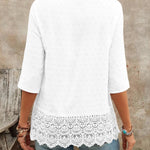 Women's Casual V-neck Lace Trim Shirt