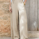 Women's Solid Color High-waisted Casual Loose Cotton And Linen Wide-leg Pants