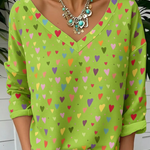Colorful Cute Heart-print Cotton T-shirt sweatshirt
