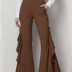 Elegant Flared Trousers With Ruffled Hems