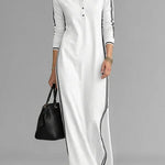 Women's Stand-collar Long-sleeved Casual Loose Cotton Dress