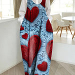 Women's Valentine's Day Heart Pattern Art Print Casual Cotton Denim Dress